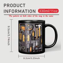 1pc 11oz Black Mechanic Toolbox Mug, Mechanic Coffee Cup, Auto Repair Gift, Perfect For Birthday, Party, Holiday, Christmas Gift - Multicolor - View 8