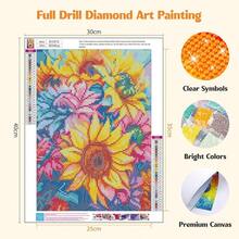 MISCER Flowers Diamond Art Kits For Adults, Colorful Sunflowers Diamond Painting Kits For Beginners, 5D Full Drill Round Paint With Diamonds Pictures, Gem Art Painting DIY Crafts Kit Decor 12x16inch - 花-08 - 查看 3