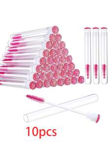60/50/20/10 空一次性睫毛膏管套装和睫毛卷套装，睫毛膏刷子睫毛膏棒套装管，一次性睫毛刷（玫瑰金扁豆造型） - 彩色 - 查看 30