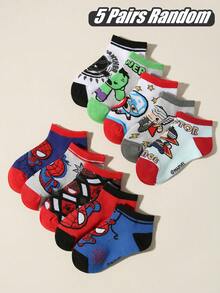 Marvel 1/5/10 Pairs Avengers/ Series Patterned Children/Boys/Girls Short Socks, Versatile Breathable Moisture-Wicking Durable Sports Socks, Minimalist Soft Comfortable Suitable For Daily Wear, School, Party, Leisure Activities, Back To School, Random Color & Style - Multicolor - View 11