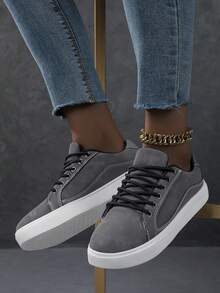 Giày thể thao nữ casual, giày trắng thời trang, giày trượt ván phong cách đường phố, trọng lượng nhẹ. - Màu xám đen - Xem 6