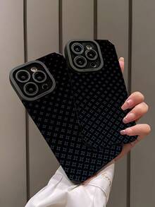 1个时尚个性化商务简约菱形条纹仿皮软壳手机保护套，适合作为生日、节日礼物送给朋友、家人、情侣，兼容 17/17 Air/17 Pro/17 Pro Max、16/16 Plus/16 Pro/16 Pro Max、15/15 Plus/15 Pro - 彩色 - 查看 4