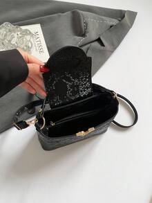 New Fashion Snake Skin Pattern Handbag, Casual Metal Hardware Shoulder Bag, Personalized Crossbody Bag - Multicolor - View 4