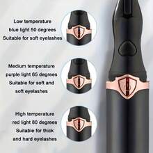 Máy uốn mi điện và cọ nhiệt - Sạc USB, 3 chế độ nhiệt | Làm nóng nhanh 10 giây, kích thước nhỏ gọn tiện mang theo du lịch, giữ nếp mi lâu, đầu cọ đa năng dùng để uốn mi và trang điểm, thiết kế trang nhã với màu vàng hồng, pin 100mAh. - Nhiều màu - Xem 9