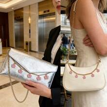 1 قطعة قلادة حقيبة بتصميم كلاسيكي أنيق بسلسلة معدنية مزينة بقلب وقلادة نجمية وردية، مناسبة لتزيين مختلف الحقائب والأمتعة، هدية مثالية للمناسبات، قلادة حقيبة نسائية - متعدد الألوان - مشاهدة 6