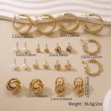 22-10pcs Fashionable Bohemian Style Metal Women Earrings Set, Geometric Exaggerated Design Jewelry Suitable For Daily, Party Wear, Holiday Gift