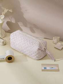 1Pc Flower/Bear Printing Quilted Hair Dryer Storage Bag Hair Dryer Holder With Internal Pocket Design,Large Capacity Dustproof Hair Tool Bag Travel Case Travel Carrying Organizer Bag - Multicolor - View 10