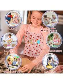 TendenciaDelantal y sombrero de chef para niños, delantales ajustables con bolsillo para niñas, niños, cocina, niños pequeños para cocinar y hornearCalidad premium - mariposas rosas - Ver 12