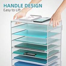 DALTACK - Bandeja de papel de 9 niveles con asas organizador de malla para archivos organizador de computadora para oficina hogar escuela color blanco - Organizador de computadora blanco - Ver 5