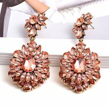 2PCS Vintage Luxurious Elegant Colorful Flower High-End Women's Earrings Suitable For Women's Parties, Banquets, And Festivals - Black - View 8