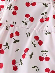 2pcs/Set Pet Cat & Dog Cherry Print Dress + Pet Hat, Cute Princess Dress For Cats & Dogs, Suitable For Daily Wear And Photo Shoots