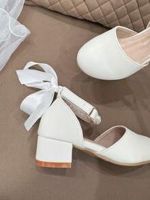 Zapatos de vestir de princesa para niñas, zapatos de tacón alto para niños, diseño versátil para actuaciones de niñas pequeñas - Blanco - Ver 17