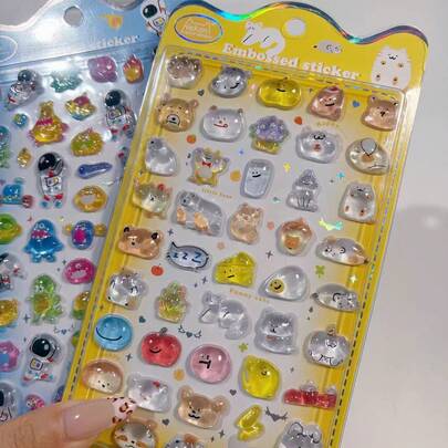 可爱的立体贴纸 - 浅色设计，非常适合装饰手机壳和笔记本，是 DIY 项目、制作趣味贴纸、日记和计划本扩展、3D 浮雕贴纸、日记贴纸、装饰贴纸和文具贴纸的理想之选。