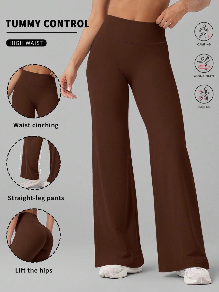 YZMJAFU Quần legging dài màu trơn dành cho nữ, thiết kế cạp cao, mềm mại và thoải mái, giúp thon gọn vóc dáng, phù hợp cho chạy bộ, tập thể dục, yoga và các môn thể thao khác vào mùa xuân. - Cà phê nâu - Xem 1