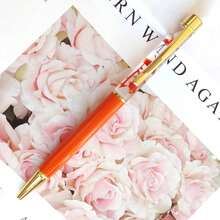 Customized Text Logo Metal Flat Head Oiled Floating Dried Flower Pen, Luxury Fashion Pen, Personalized Inspirational Pen, Back To School Gift, Daily Office & Student Use, Thoughtful Gift For Friends, Teachers, Family - Multicolor - View 19
