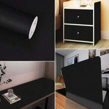 1卷黑色哑光家居装饰贴纸壁纸，防水自粘乙烯基材质，适用于客厅、橱柜、厨房装饰墙贴，易于撕贴和安装，可用于房间装饰和墙面装饰。 - 黑色 - 查看 6