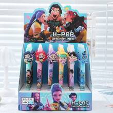 Popular KPOP Huntrix Witch Girl Group Erasable Ballpoint Pen, 0.5mm Blue Ink Friction Erasable Pen, Exam Retractable Ballpoint Pen, Signature Pen, Study Pen, Student Prize, Gift, School Office Supplies - Multicolor - View 2