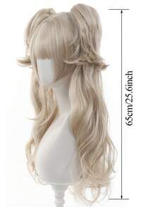 Long Wavy Lolita Layered Wig With Double Ponytail Synthetic Lolita Wig With Bangs Girl Blonde Black Cosplay Halloween Christmas Harajuku Wig 65cm - Multicolor - View 2