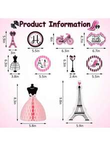 EstiloTendenciaOutus Set De Decoraciones Para Fiesta De CumpleañOs De ParíS, Banner De Happy Birthday Centro De Mesa De Panal Recorte De La Torre Eiffel DecoracióN De Remolino Colgante Para Baby Shower CumpleañOsCalidad PremiumVersióN Mejorada - 1 - Ver 3