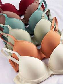 Set de 6 sujetadores push-up con aros de unicolor para mujer - Multicolor - Ver 3