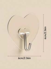 50pcs Strong Adhesive Clear Wall Hooks - Casual Style, Easy To Install, No Drilling Required, Plastic Heart Shaped Utility Hooks For Kitchen And Bathroom, Wall Mounted Storage Organizer Bathroom Organizer Bathroom Decor Fall Decor Back To School - Multicolor - View 4