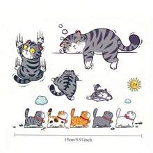 Cute Cat Car Stickers, Fun Scratch-Resistant Stickers For Cars, Trucks, Walls And Windows, Lazy Cat Pattern - A - View 4