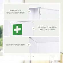 Lockable Wall-Mounted Medicine Cabinet With 2 Keys, White Steel, 40 X 15 X 53.5 Cm, For Bathroom And Kitchen - White - View 6