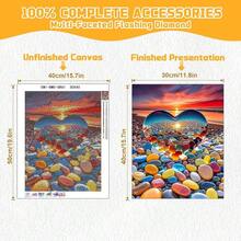 EMIEAUFG Diamond Art Kits For Adults, Beach Love Heart Stone Diamond Painting Kit For  And Beginners, 5D Round Full Drill Craft, Home Wall Decor 12\ X 16\ - SR61 - 查看 4