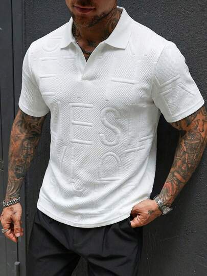 Men's Summer Fashionable Jacquard Minimalist Versatile Polo Collar T-Shirt