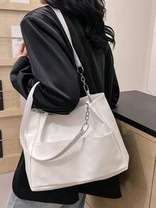 Women's Daily Commute PU Leather Tote Bag, Large Capacity, Fashion