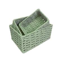 1pc Handmade Green Woven Rattan Desktop Storage Basket, Multi-Size Set, Suitable For Cosmetics, Keys, Snacks, Bedroom, Living Room, Office, Versatile Organizer, Ideal For Holidays, Parties, Weddings, Anniversaries - Green - View 6