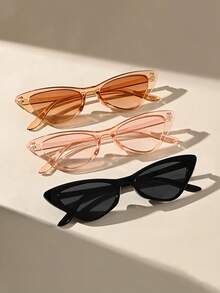 3副/套猫眼时尚眼镜，时尚复古小框眼镜，休闲眼镜 - 彩色 - 查看 10