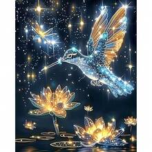 EMIEAUFG Diamond Art Kits For Adults, Hummingbird And Flower Diamond Painting Kit For  And Beginners, 5D Round Full Drill Craft, Home Wall Decor 12\ X 16\ - SR64 - 查看 1