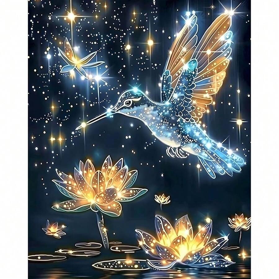 EMIEAUFG Diamond Art Kits For Adults, Hummingbird And Flower Diamond Painting Kit For And Beginners, 5D Round Full Drill Craft, Home Wall Decor 12\ X 16\ - SR64 - 查看 1