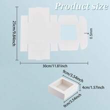 24pcs White Paper Boxes With Clear Window, (3.74x3.74x1.57 Inches) Gift Packaging Boxes, Suitable For Baking Cookies, Cakes, Candies, Weddings, Parties, Mother's Day Holiday Gifts - White - View 7