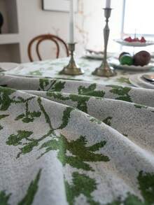 1pc Fresh Spring Rose Jacquard Tablecloth, Green Rose Jacquard Pattern With Shell Edge, Suitable For Spring Atmosphere, Holiday Gatherings, Birthday Parties, Weddings, Dinners, Home Decor, All Seasons - Multicolor - View 7