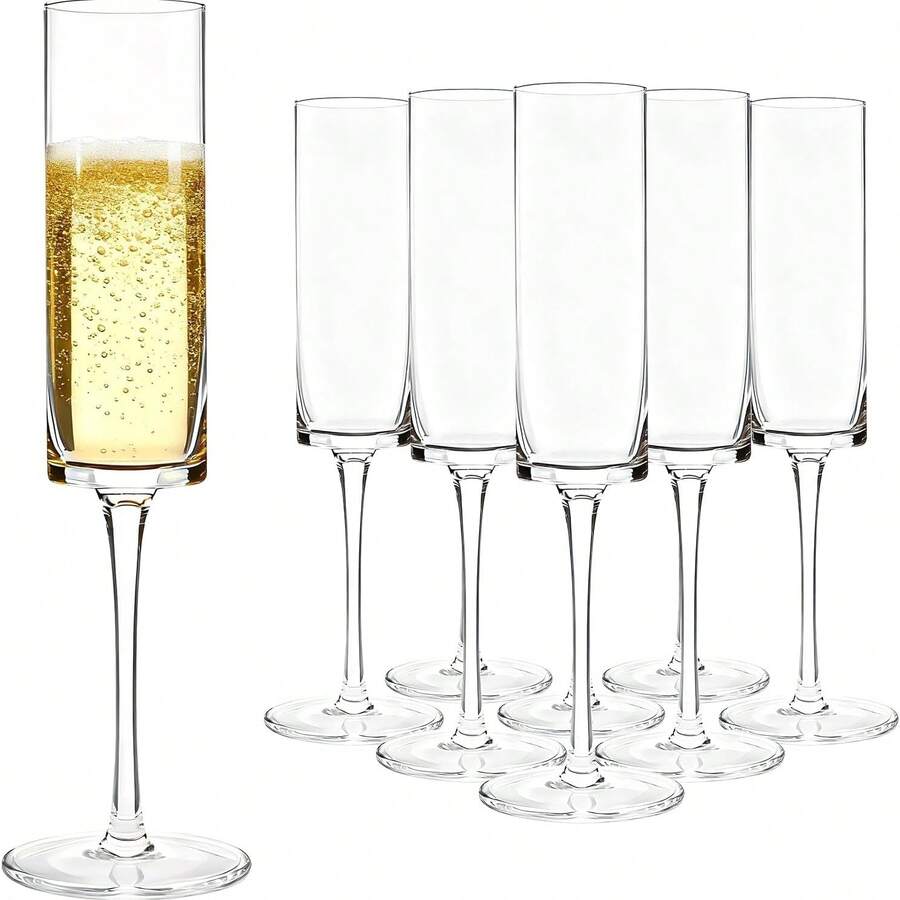 1/2/4/6/12 Stücke Acryl Sektgläser, 6 Oz (170,1 ml) klare Sektgläser, bruchsicher und wiederverwendbar, aus hochwertigem, strapazierfähigem Material, geeignet für Whiskey, Wein, Cocktails, Saft und Desserts. Ideal für Geburtstag, Jahrestag, Bridal-Shower, Hochzeit, Silvesterparty - transparent - Übersicht 1