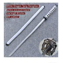 1 pieza Espada de samurái de dragón negro y dragón blanco, material de madera, accesorio de anime, arma de utilería, decoración de festival, regalo perfecto para cumpleaños/festividades/Halloween/Navidad, adorno decorativo - Multicolor - Ver 5