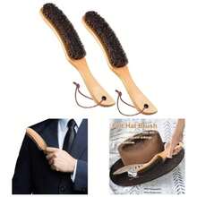 Felt Clothes Hat Brush Lint Remover, Large Black Walnut Wood Handle, Boar Bristle Lint Brush Shoes Suits, Cashmere, Wool, Velvet, Suede And Pet Hair, Easily Removes Lint Dust, Fuzz - 2 - 查看 1