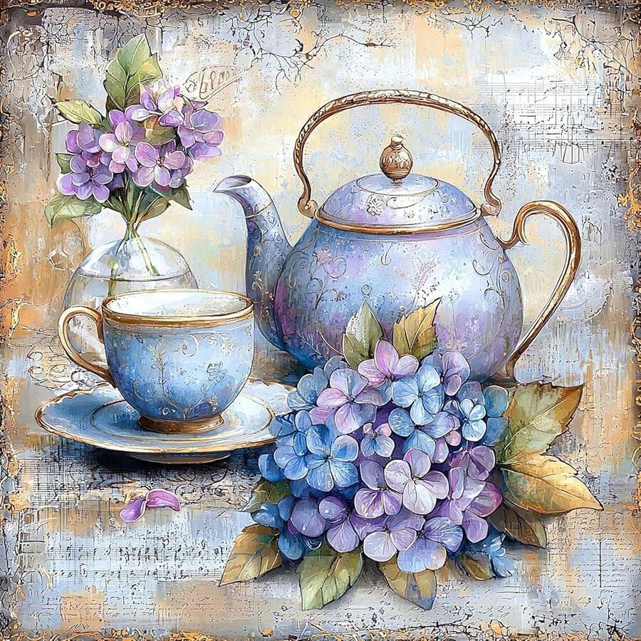 Dlylust Hydrangea Diamond Art Painting Kits For Adults - Full Drill Diamond Dots Paintings For Beginners, Round 5D Paint With Diamonds Pictures Gem Art Painting Kits DIY Crafts Kits 12x16inch - Hoa cẩm tú cầu - Xem 1