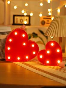 1个可爱心形房间装饰夜灯，电池供电，室内装饰可爱夜灯，适用于客厅、卧室、桌面装饰，情人节装饰，情人节礼物，求婚婚礼派对心形夜灯 - 暖光 - 查看 4