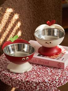 1pc Apple Shaped Pet Elevated Bowl, Anti-Slip Anti-Spill, Large Capacity Cat Dog Food Feeder - 300ml - View 6