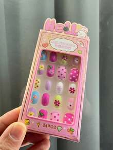 24张/盒 可爱卡通美甲贴纸，防水彩色美甲贴花，派对礼品，生日礼物 - 彩色 - 查看 38