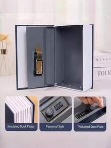 青少年密码书盒，带钥匙的桌面装饰储物盒，密码隐藏秘密储物盒，新奇设计玩具，圣诞礼物 - 彩色 - 查看 10