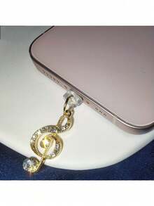 قلادة موسيقية مجوفة مرصعة بالألماس كاملة. سدادة غبار DIY للهاتف. مناسبة لمنافذ النوع C والبرق لمنع دخول الغبار. هدايا للأم والعائلة والأصدقاء والأطفال وعيد الميلاد والعطلات، إكسسوارات الهاتف، تعليقة الهاتف - متعدد الألوان - مشاهدة 11