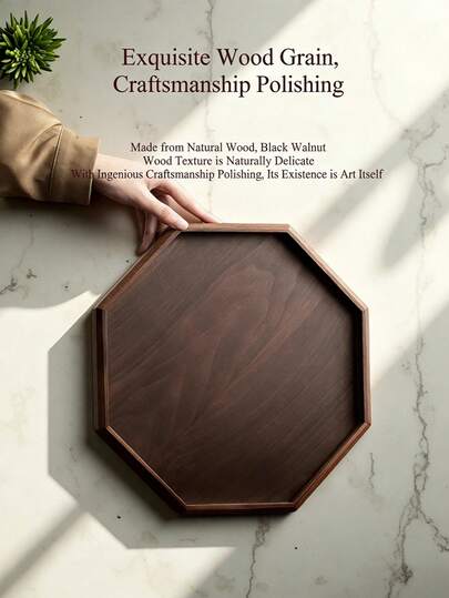 Round Acacia Wood Serving Tray Set - Square Wood Tray With Stand | Multipurpose Fruit Plate, Cheese Platter, Party Serving Tray | Ideal For Christmas Decor, Food Display And Home Dining