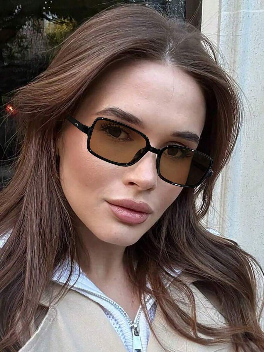 1 Pair Women's Classic Retro Rectangular Frame Fashionable , Suitable For Beach Party - Multicolor - View 1