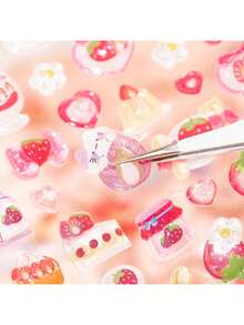 1张甜美糖果派对系列3D贴纸，精致可爱，可用于装饰相框、电脑、手机壳、耳机、杯子、旧杂志、铅笔盒、桌面装饰、返校贴纸、学习用品等。 - 彩色 - 查看 9