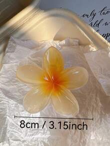 2个/1个女士黄色雏菊花朵爪夹，时尚鲨鱼齿发夹，优雅简约纯色发爪，适合日常、休闲、派对、海滩、度假、发型设计、洗发、化妆、服装配饰，秋冬春夏皆宜 - 彩色 - 查看 3