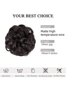 1pc Messy Bun Hair Scrunchie, 30g Thick Fluffy Hair Accessory Elastic Hair Band For Ponytail, Suitable For Women & Girls Daily, Party, Wedding - Multicolor - View 6